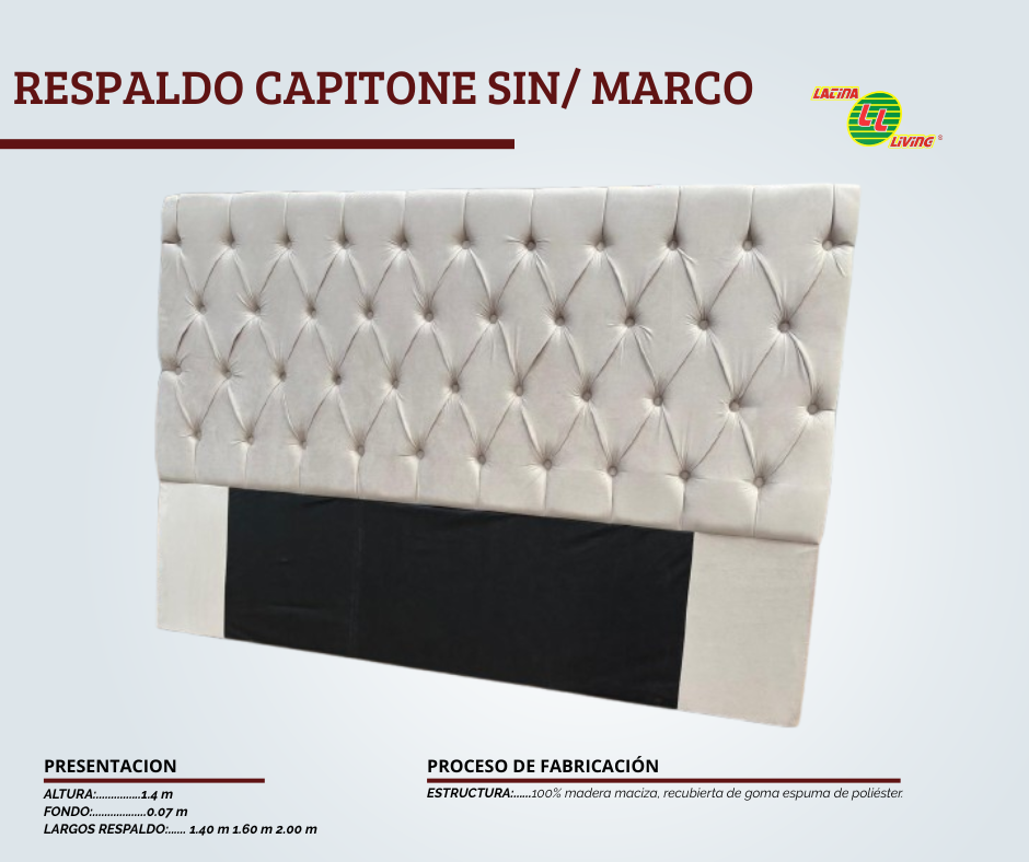 Respaldo capitone sin marco